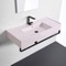Pink Console Sink With Matte Black Towel Bar, Modern